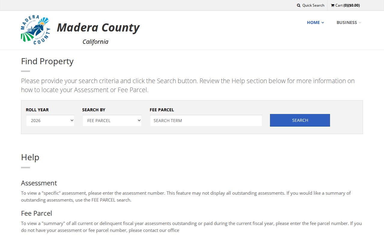Madera public records property tax search by parcel assessment or street